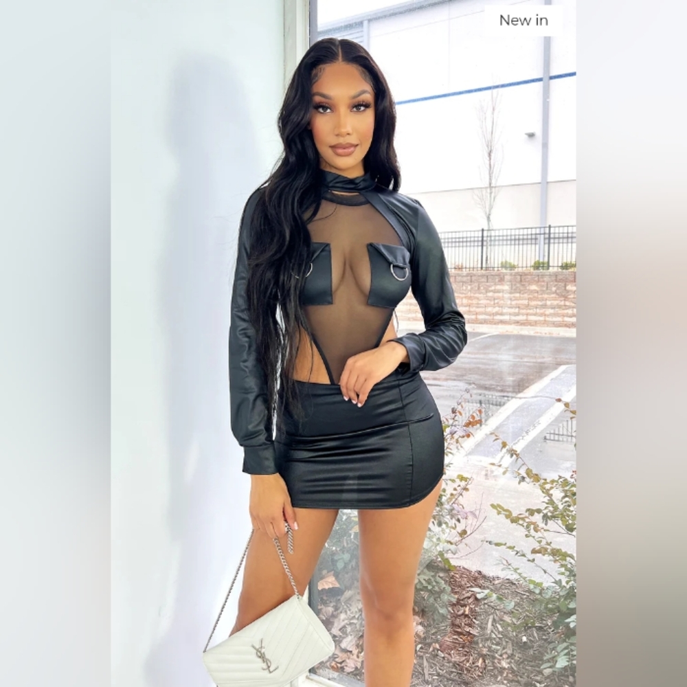 🔥Mesh patch work 2piece body suit/